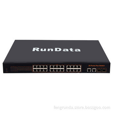 24-port 19" Rack Mount PoE Switch, 24-port 10/100Mbit PoE+2 Gigabit Combo